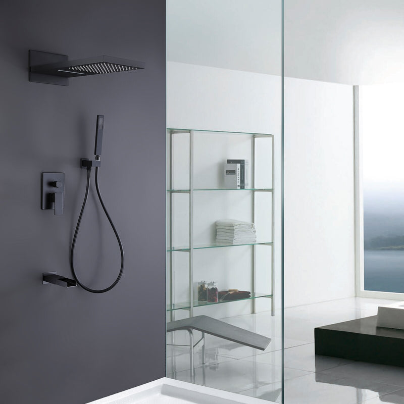 Latofy Thermostatic 2 Spray Shower & Tub Combo System in Matte Black