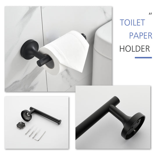 Belles Wall Mounted Matte Black Bathroom Hardware 4-Piece Set