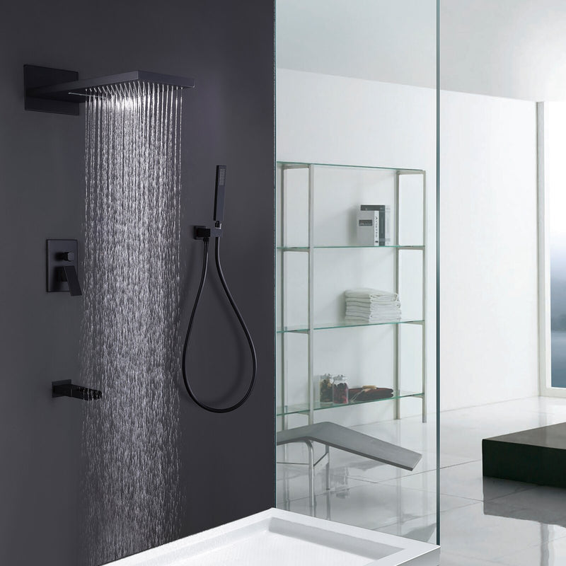 Latofy Thermostatic 2 Spray Shower & Tub Combo System in Matte Black