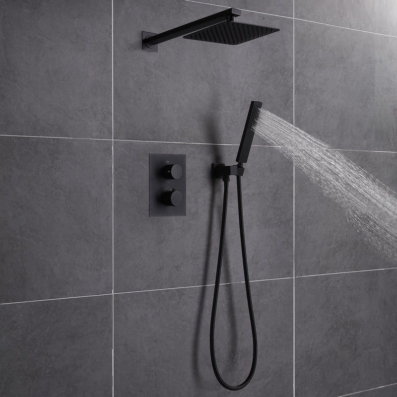 Jozz Thermostatic 10 In Shower System Handheldshower in Matte Black
