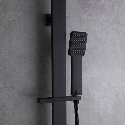 Amexty Exposed 2 Function Rainfall Shower Set with Handshower in Matte Black