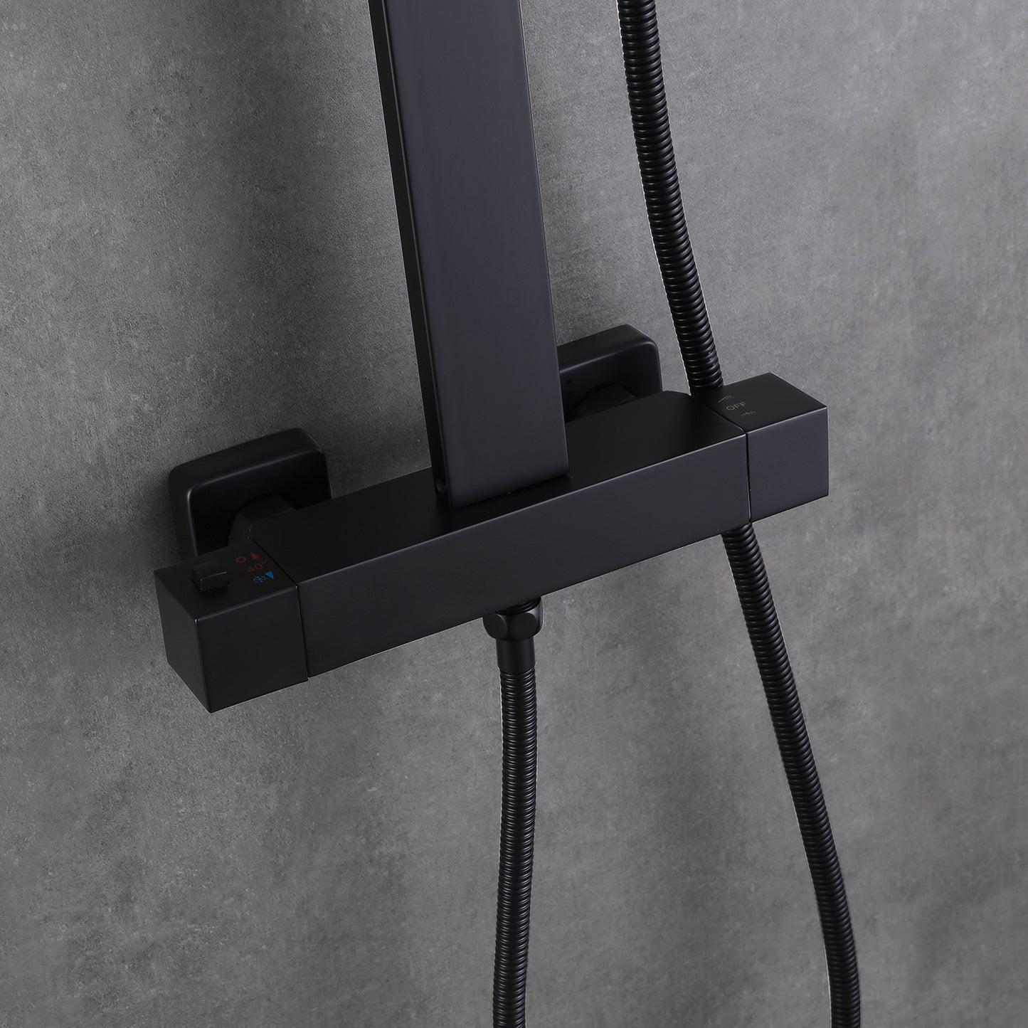 Amexty Exposed 2 Function Rainfall Shower Set with Handshower in Matte Black