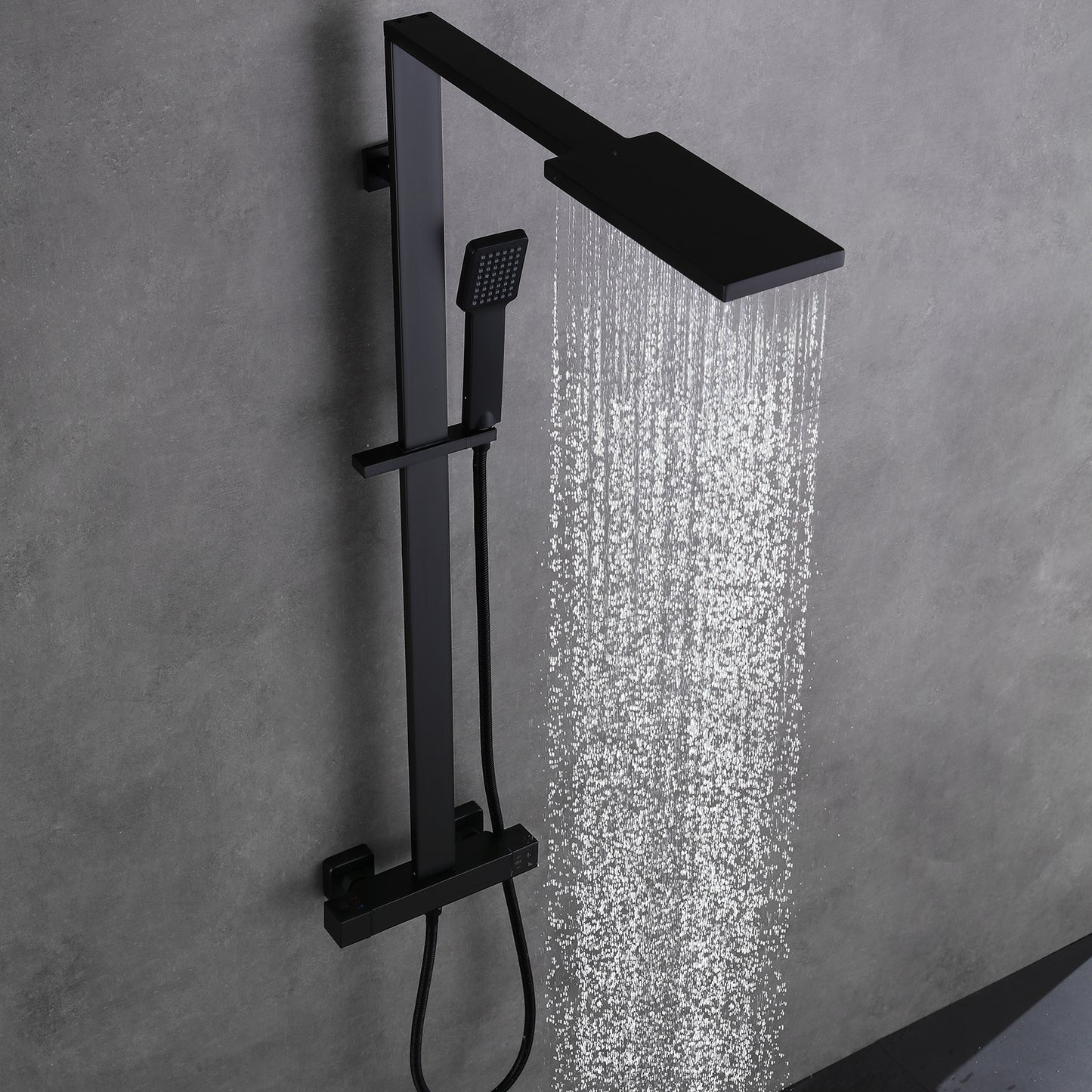 Amexty Exposed 2 Function Rainfall Shower Set with Handshower in Matte Black