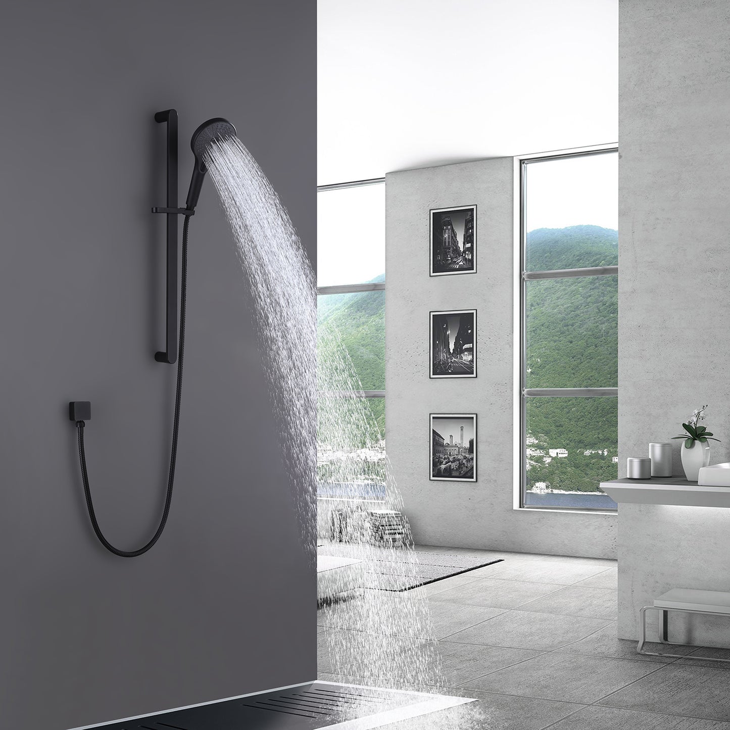 Analte Minimalist Contemporary Handheld Shower Head With Slide Bar