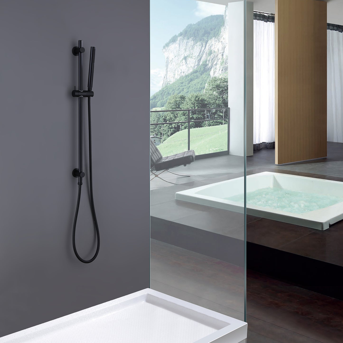 Hilo Minimalist Handheld Shower with Slide Bar and Hose