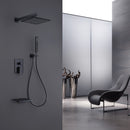 Givelly Wall Mounted 10 In Shower System with Waterfall Tub Faucet in Matte Black