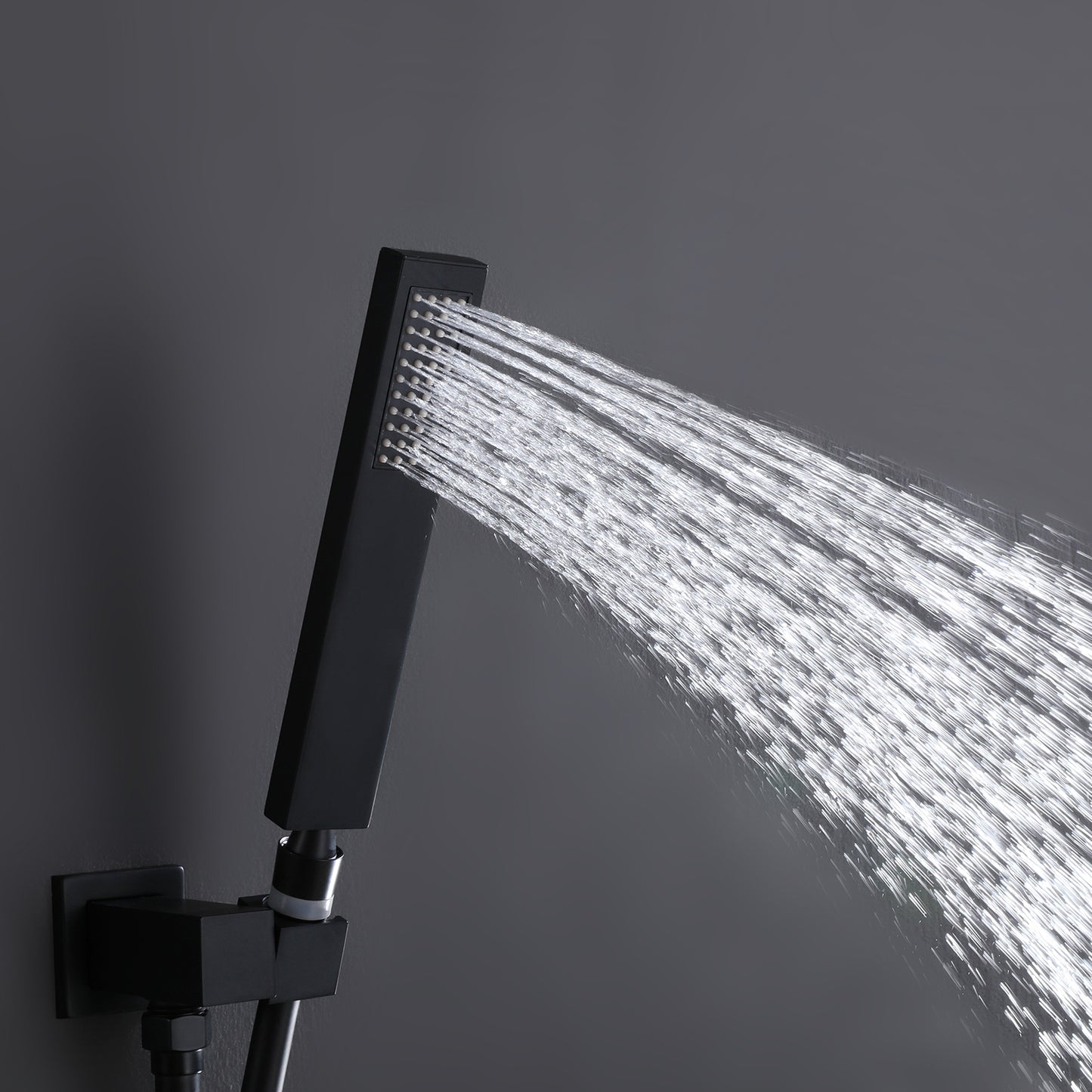 Yoniry Wall Mounted 10 In Shower & Waterfall Tub Faucet Combo in Matte Black