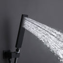 Yoniry Wall Mounted 10 In Shower & Waterfall Tub Faucet Combo in Matte Black