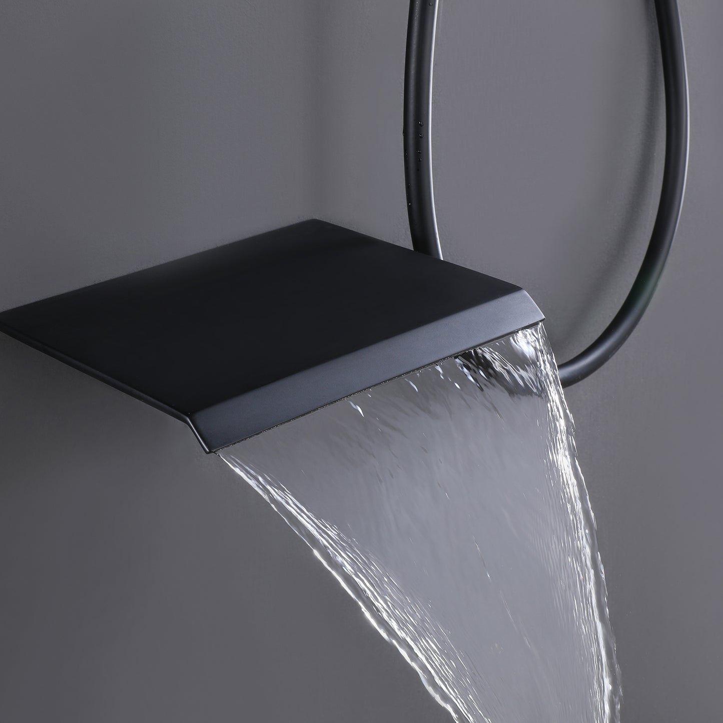 Givelly Wall Mounted 10 In Shower System with Waterfall Tub Faucet in Matte Black