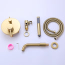 Fancysio Wall Mounted Tub Faucet with Handheld Shower in Brushed Gold