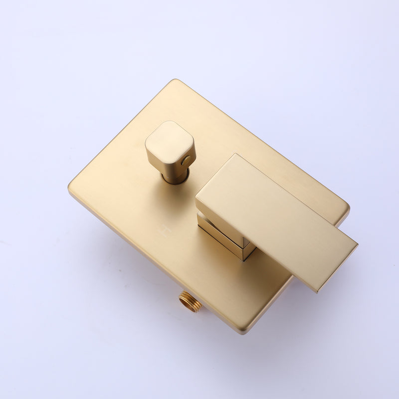 Curu Wall Mounted Bathub Mixer with Hand Shower in Brushed Gold