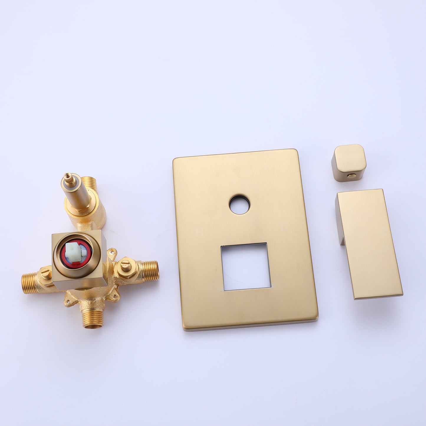 Curu Wall Mounted Bathub Mixer with Hand Shower in Brushed Gold