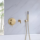 Fancysio Wall Mounted Tub Faucet with Handheld Shower in Brushed Gold