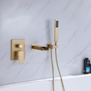Curu Wall Mounted Bathub Mixer with Hand Shower in Brushed Gold