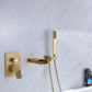 Curu Wall Mounted Bathub Mixer with Hand Shower in Brushed Gold