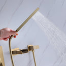 Curu Wall Mounted Bathub Mixer with Hand Shower in Brushed Gold