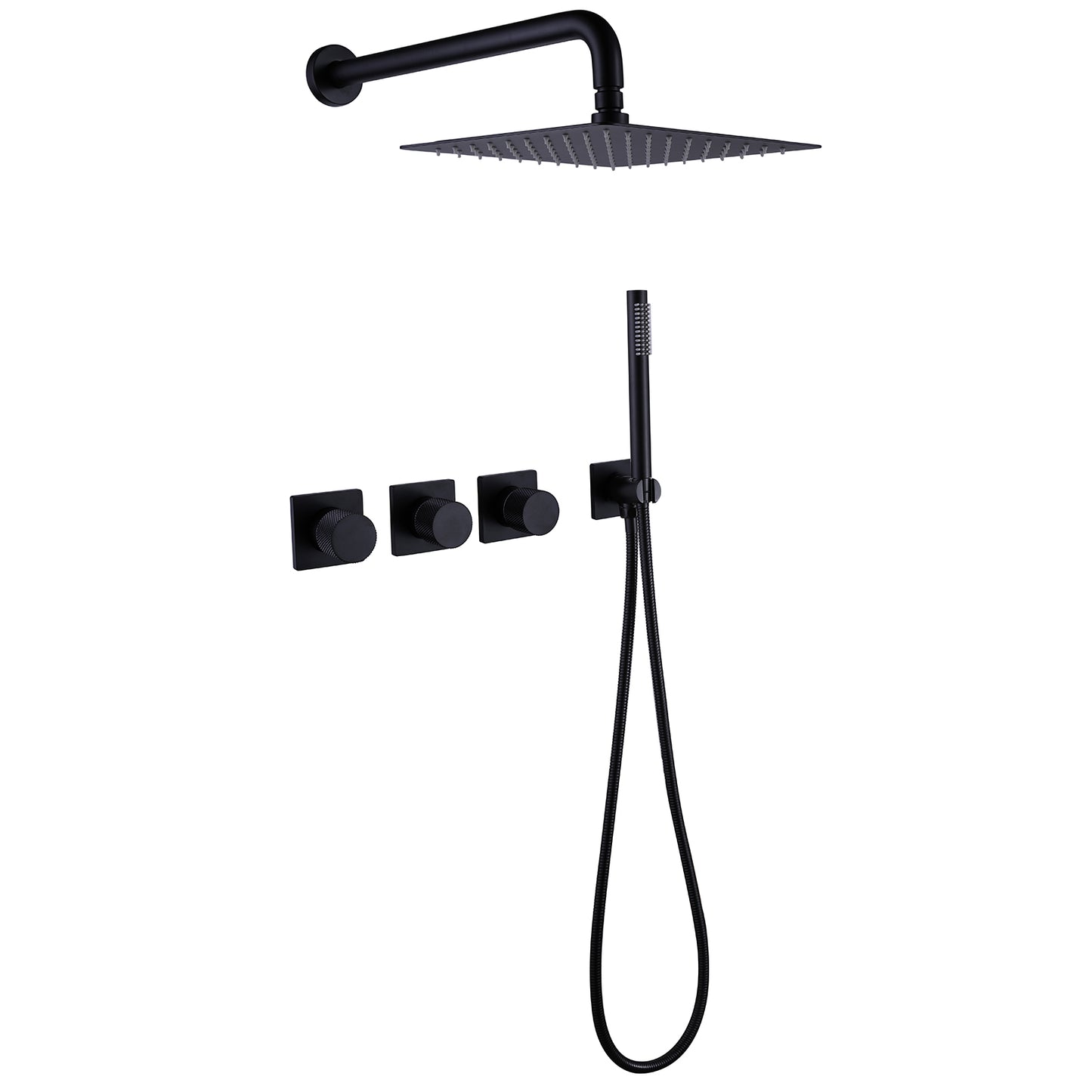Korin 2-Spray 10 In Pressure Balanced Shower System with Handshower in Matte Black