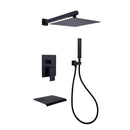 Givelly Wall Mounted 10 In Shower System with Waterfall Tub Faucet in Matte Black