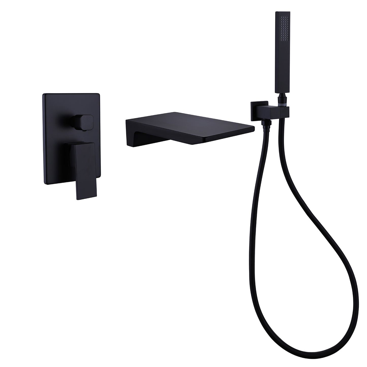 Friki Wall Mounted Tub Faucet with Handheld Shower in Matte Black
