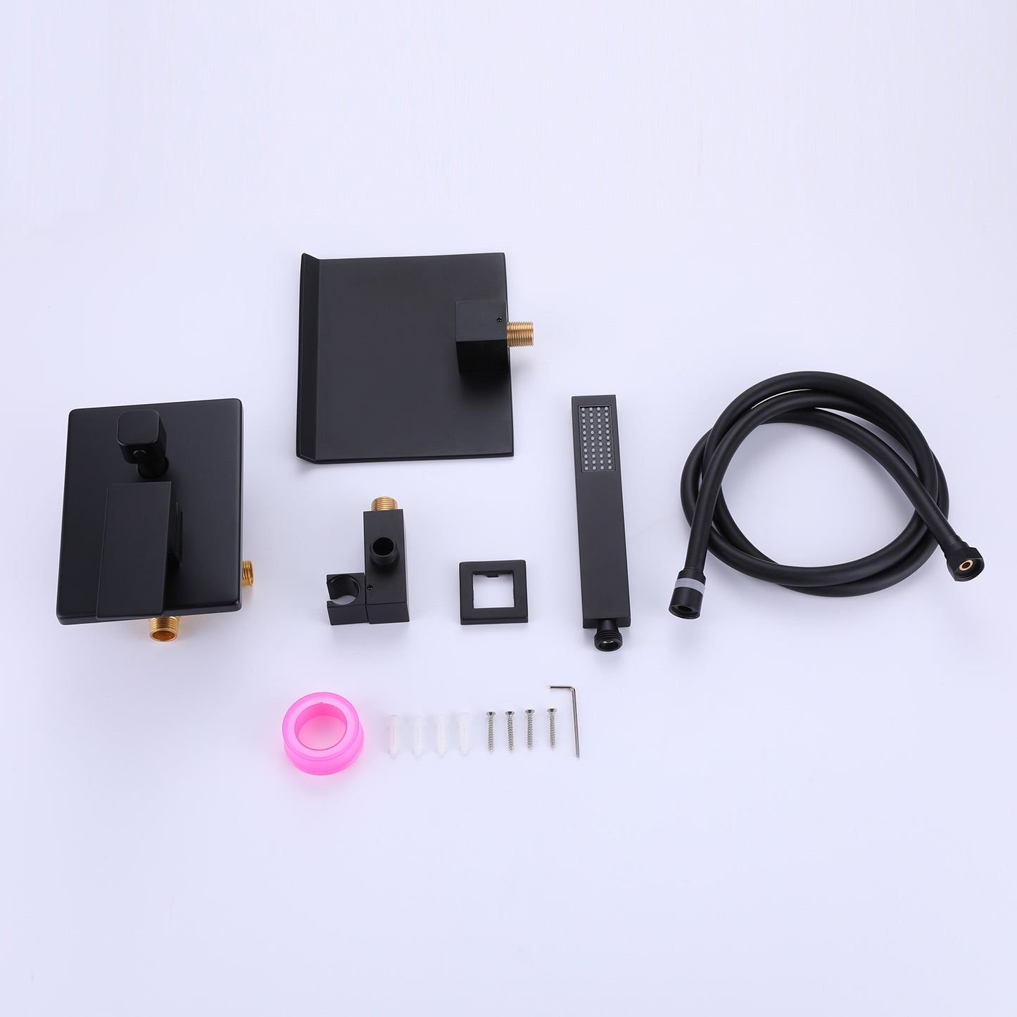 Wizti Wall Mounted Waterfall Tub Faucet with Handheld in Matte Black