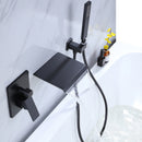 Wizti Wall Mounted Waterfall Tub Faucet with Handheld in Matte Black