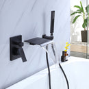 Wizti Wall Mounted Waterfall Tub Faucet with Handheld in Matte Black