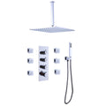 Qexle 12 In Ceiling Mounted Thermostatic Shower System with 6 Body Jets