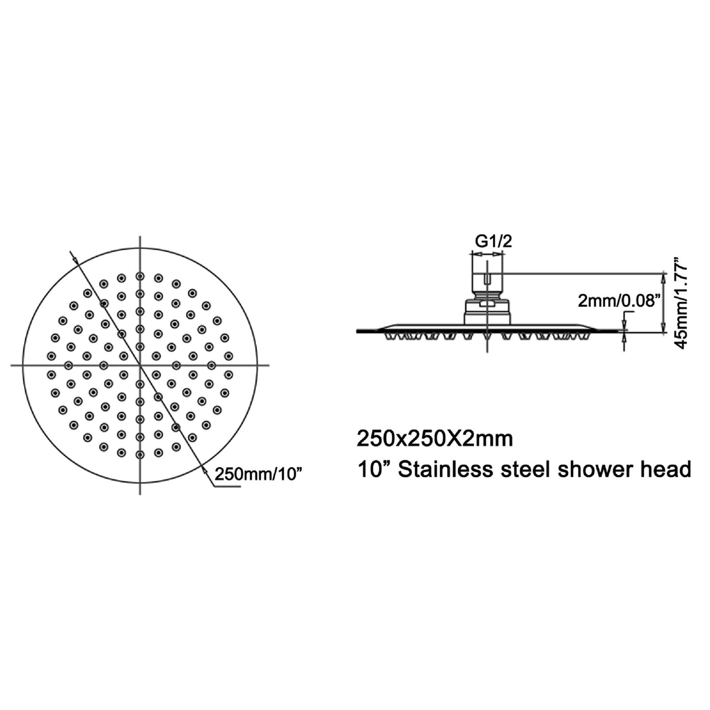 Advegious Round Ultra thin High Pressure Wall Mounted Rain Shower Head