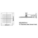 Omida 10 Inch Square High Pressure Ultra Thin Wall Mounted Shower Head