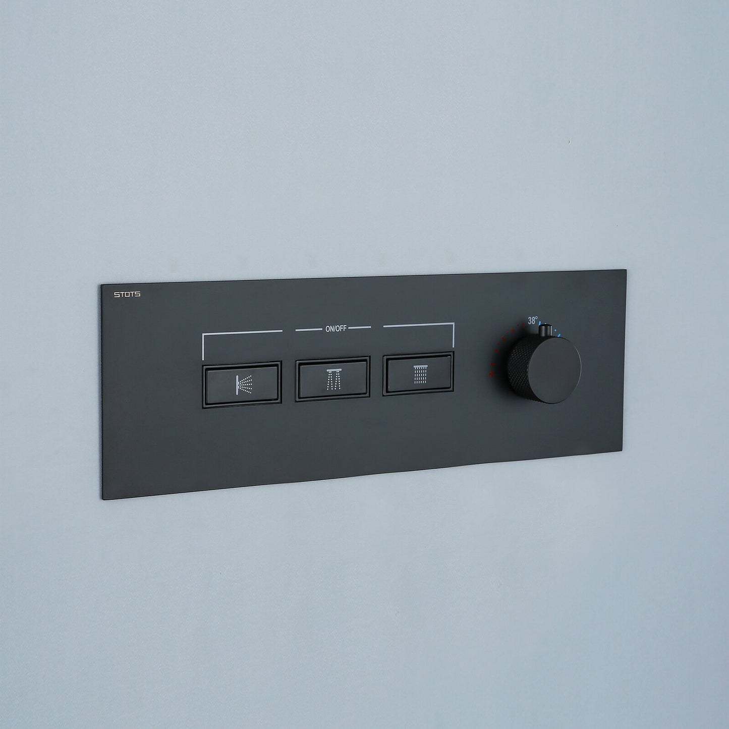 Foni Thermostatic Rainfall & Waterfall Combo Shower System in Matte Black