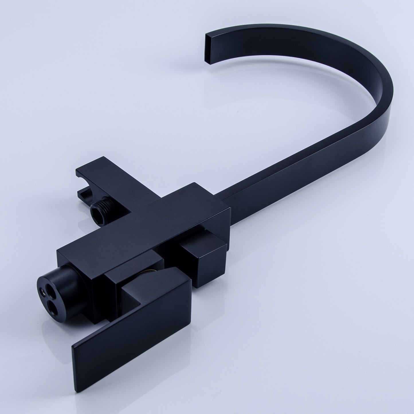 Axen Freestanding Gooseneck Tub Faucet with Handshower in Matte Black