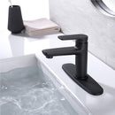 Ouverdot Deck Mounted Bathroom Sink Faucet With Deck Plate in Matte Black