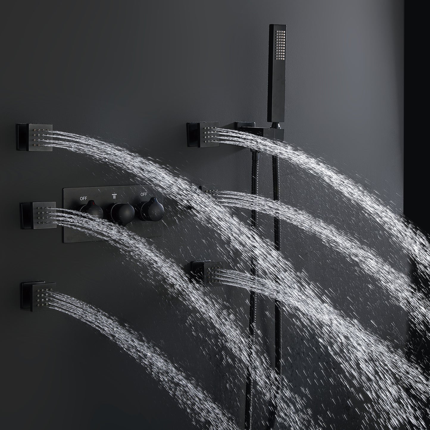Lamo 13 In Ceiling Mounted LED Thermostatic Shower System with 6 Body Jets