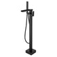 Yonoly Single Handle Freestanding Tub Filler with Handheld in Brush Gold