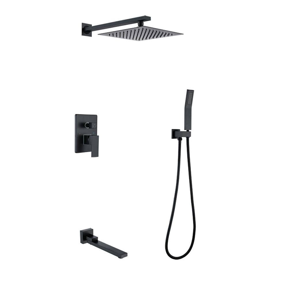 Yozty Wall Mounted 10 In  Shower System with Tub Faucet in Matte Black
