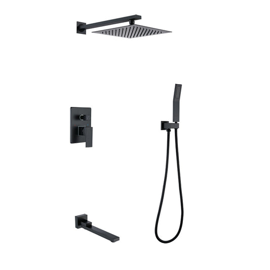 Yozty Wall Mounted 10 In  Shower System with Tub Faucet in Matte Black