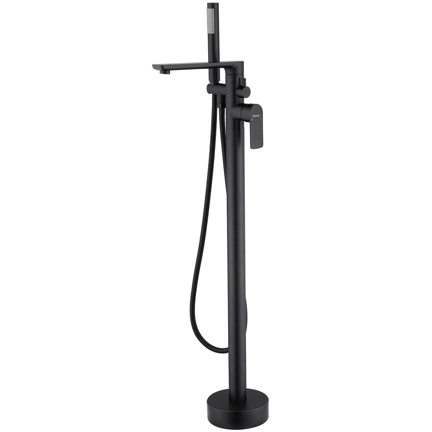 Simmit Dual Handle Freestanding Tub Faucet with Handheld in Matte Black
