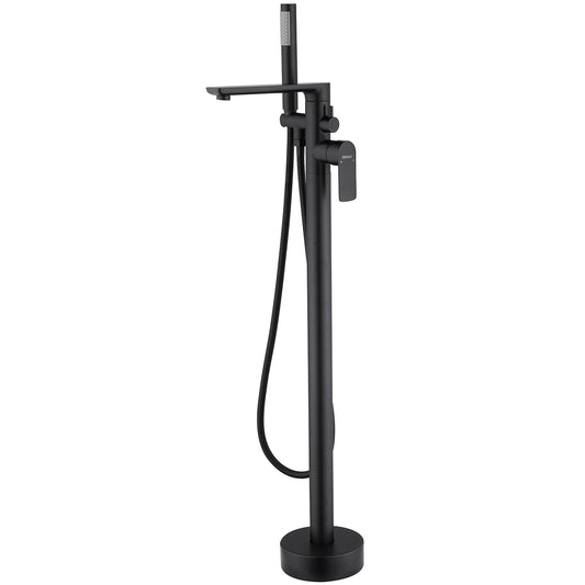 Simmit Dual Handle Freestanding Tub Faucet with Handheld in Matte Black