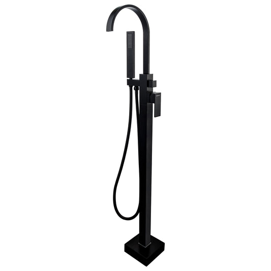 Axen Freestanding Gooseneck Tub Faucet with Handshower in Matte Black