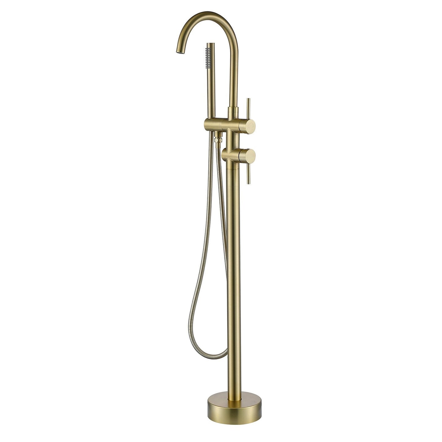 Gnoly Freestanding Gooseneck Tub Faucet with Handheld in Matte Black