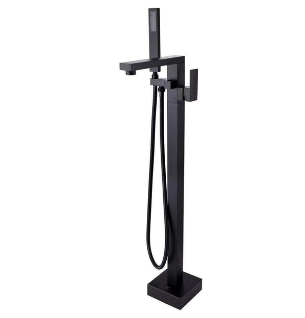 Sheeny 1 Handle Freestanding Tub Faucet with Handheld in Matte Black