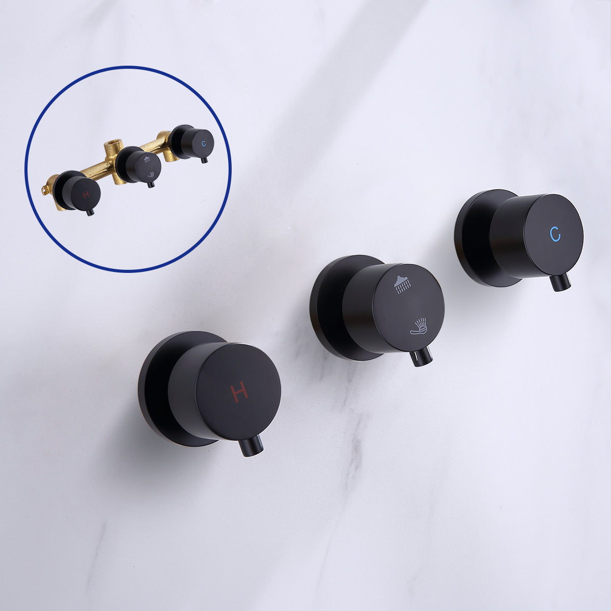 Sosano Wall Mounted 10 In Rain Shower with handheld Concealed Valve in Matte Black