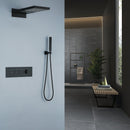 Foni Thermostatic Rainfall & Waterfall Combo Shower System in Matte Black