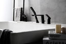 Roniry Roman Tub Filler Widespread Faucet with Handshower in Matte Black