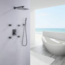 Eocony 10 In Wall Mounted Luxury Pressure Balanced Shower System with 4 Body Jets in Matte Black