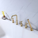 Dora 3 Handles Deck Mount Roman Tub Faucet with Hand Shower in Brushed Gold