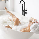 Gnoly Freestanding Gooseneck Tub Faucet with Handheld in Matte Black