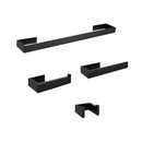 Pisu Matte Black Wall Mounted 4-Piece Bathroom Hardware Set
