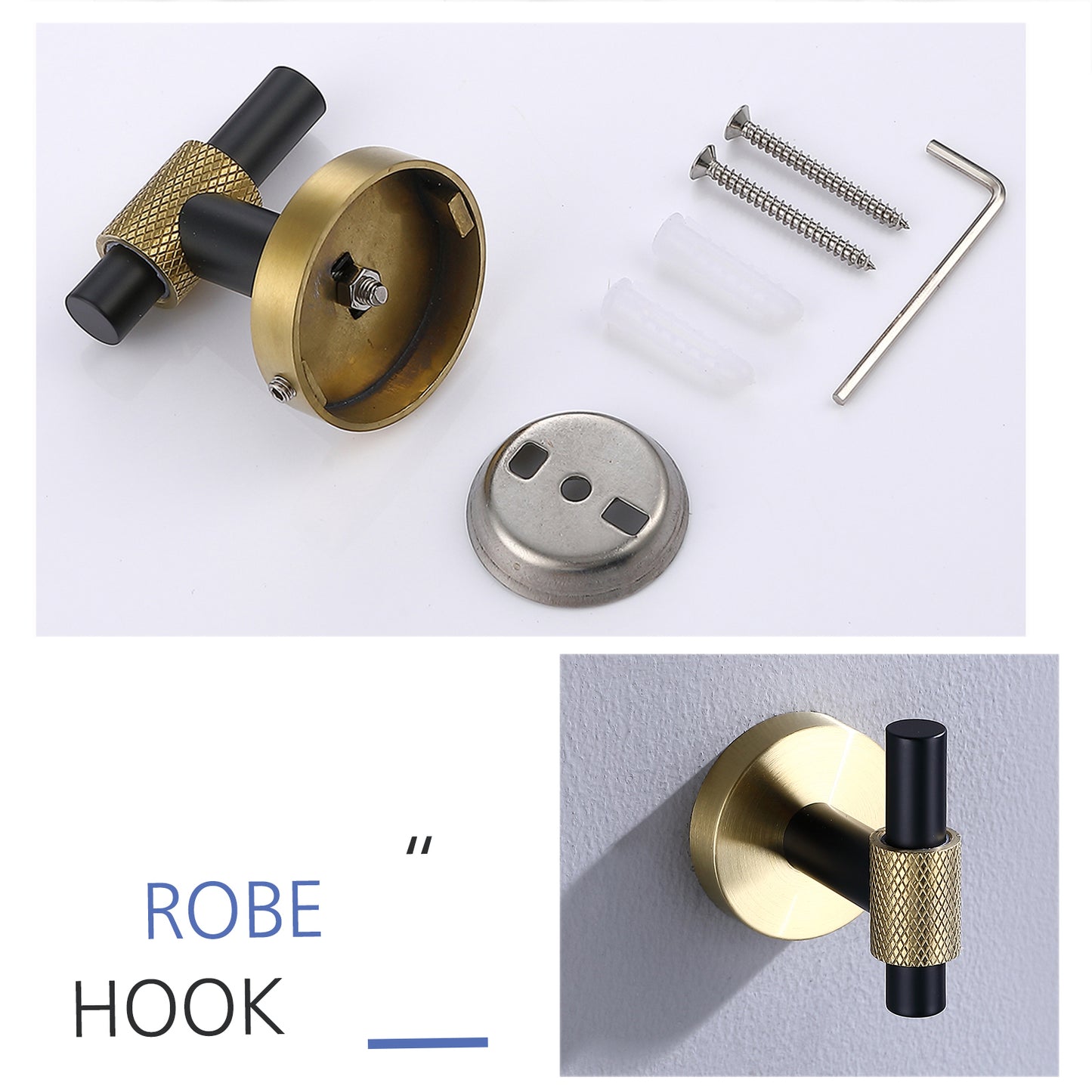Thyme Black and Gold Modern Bathroom Hardware 4-Piece Set