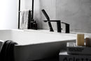 Roniry Roman Tub Filler Widespread Faucet with Handshower in Matte Black